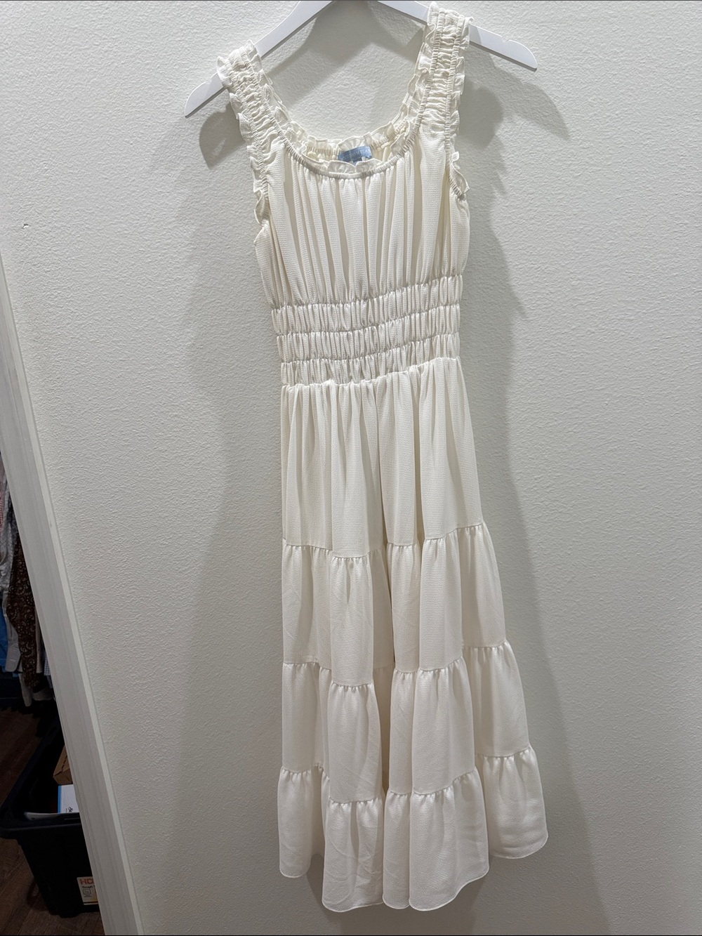 Antonio Melani Women’s Cream Tiered Smocked Midi Dress